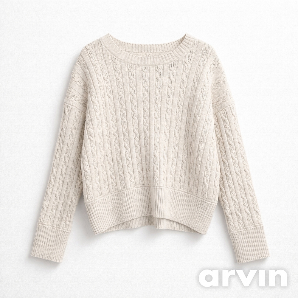 Light Gray Cable Knit Sweater